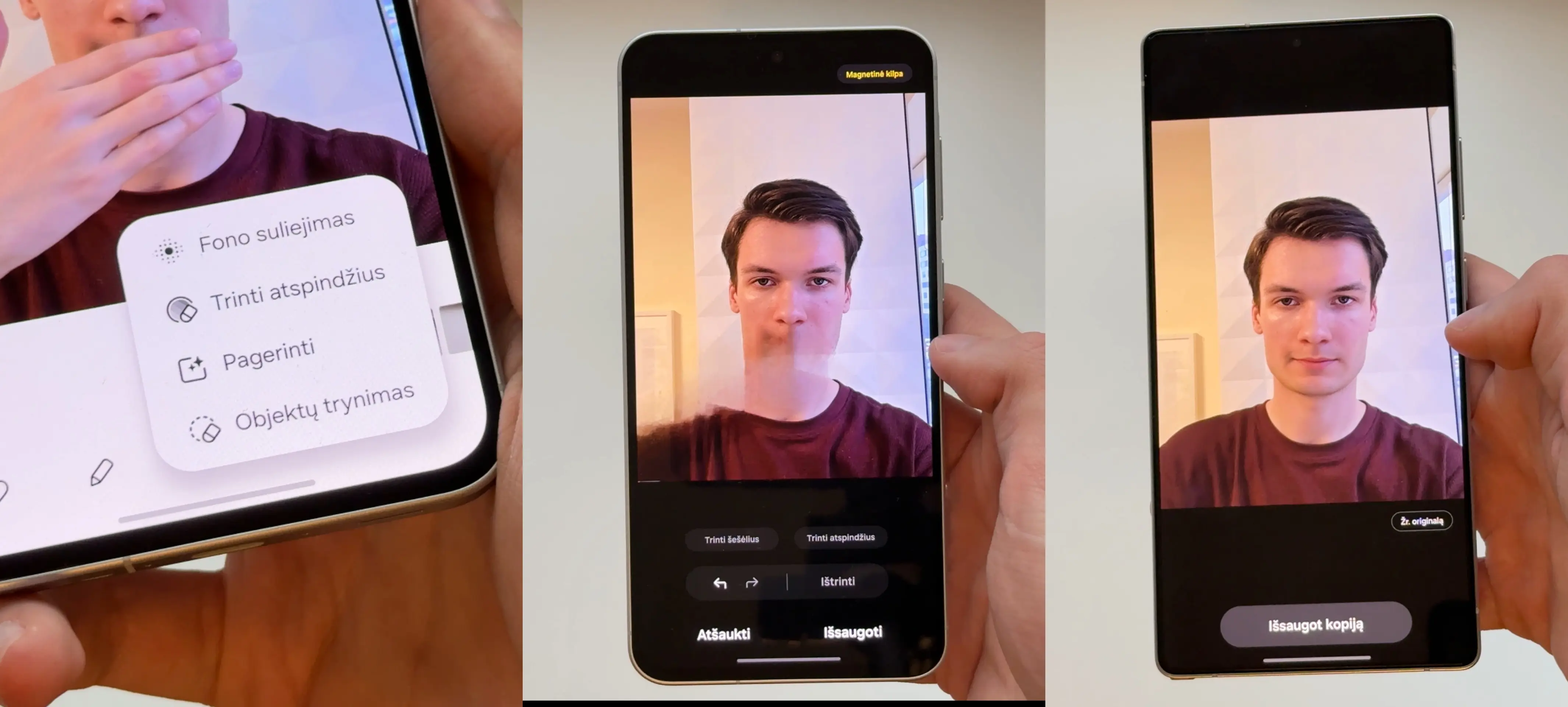 Galaxy A36 ir Galaxy A56 objektų trynimas“