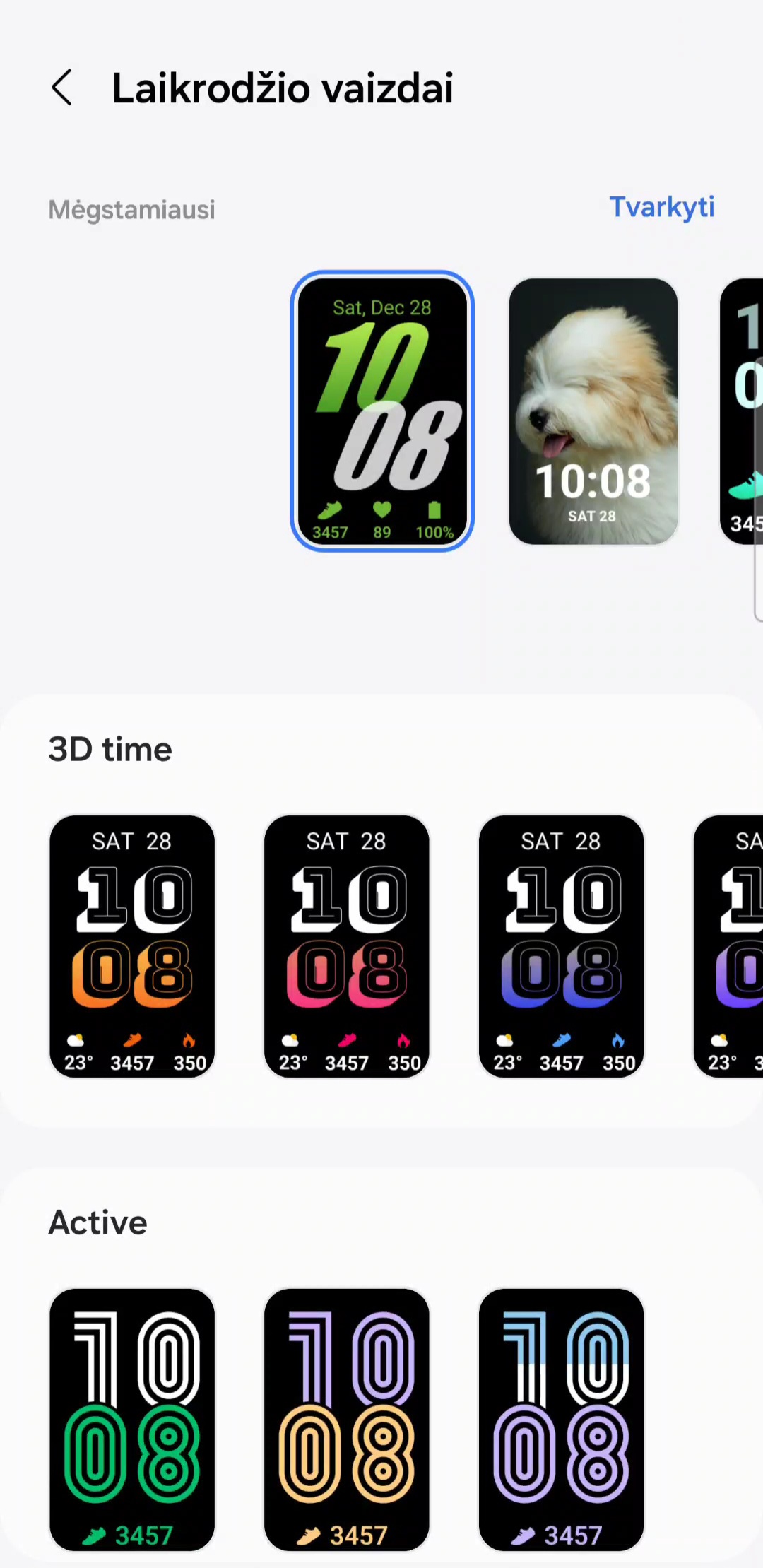 Galaxy Fit3 laikrodžio vaizdai